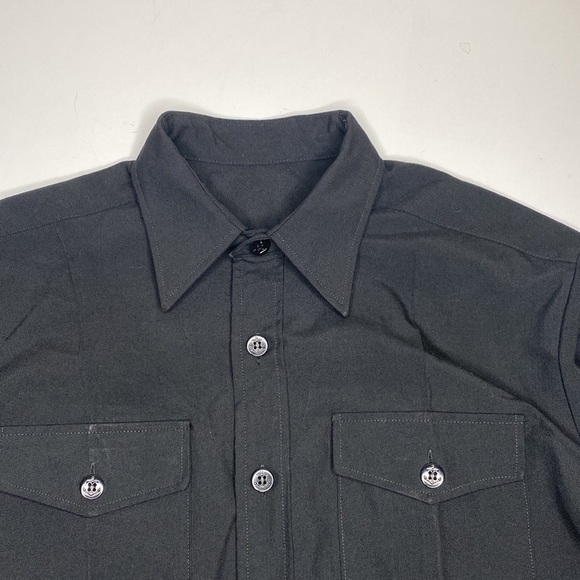 U.S.Navy Button Front Long Sleeve Black Shirt Sz L/XL - Picture 2 of 7